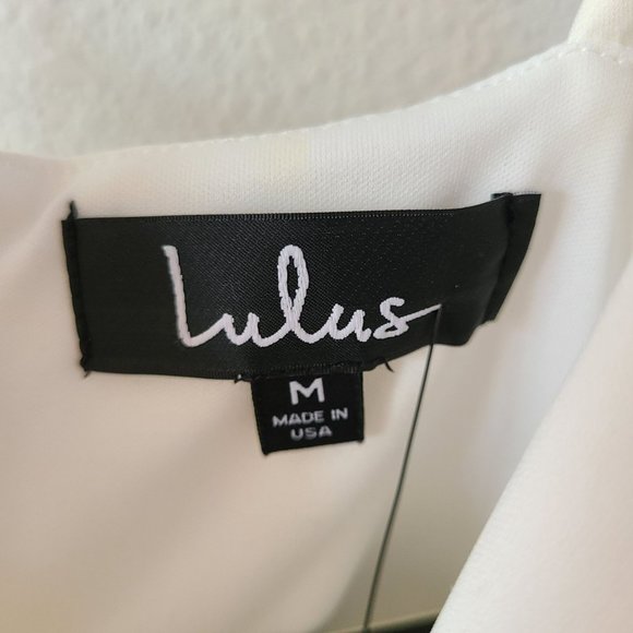 Lulu's US M Sealed With A Kiss White Ruffled Bodycon Dress Stretch NEW *Flawed* - Picture 6 of 15